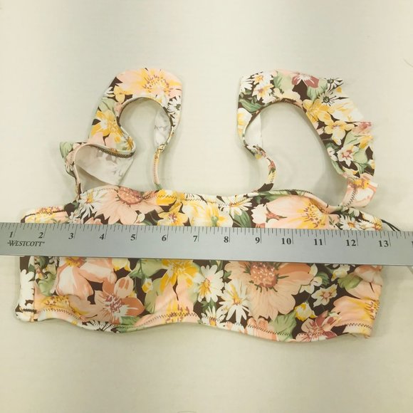 Shade And Shore Women's Size 34C Ruffle Strap Bralette Bikini Swim Top Cinnamon - Picture 9 of 13